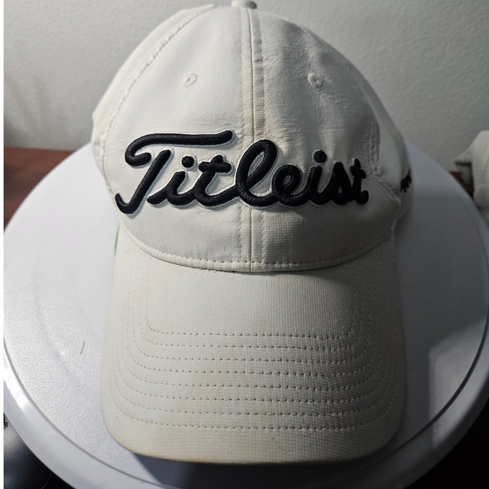 Titleist Golf Hat Mens OSFA White Pro V1 FootJoy Adjustable Strapback Cap